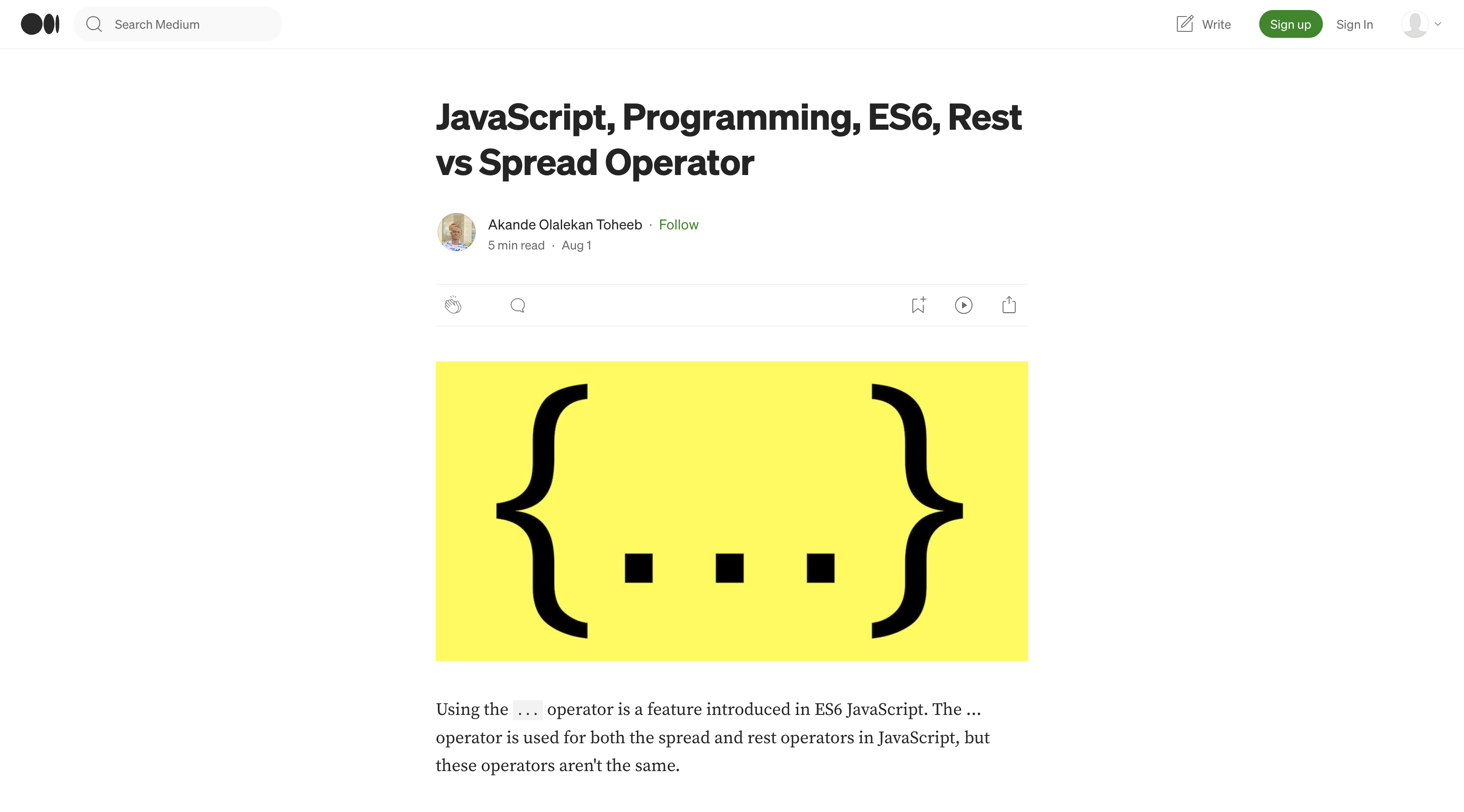 JavaScript, Programming, ES6, Rest vs Spread Operator